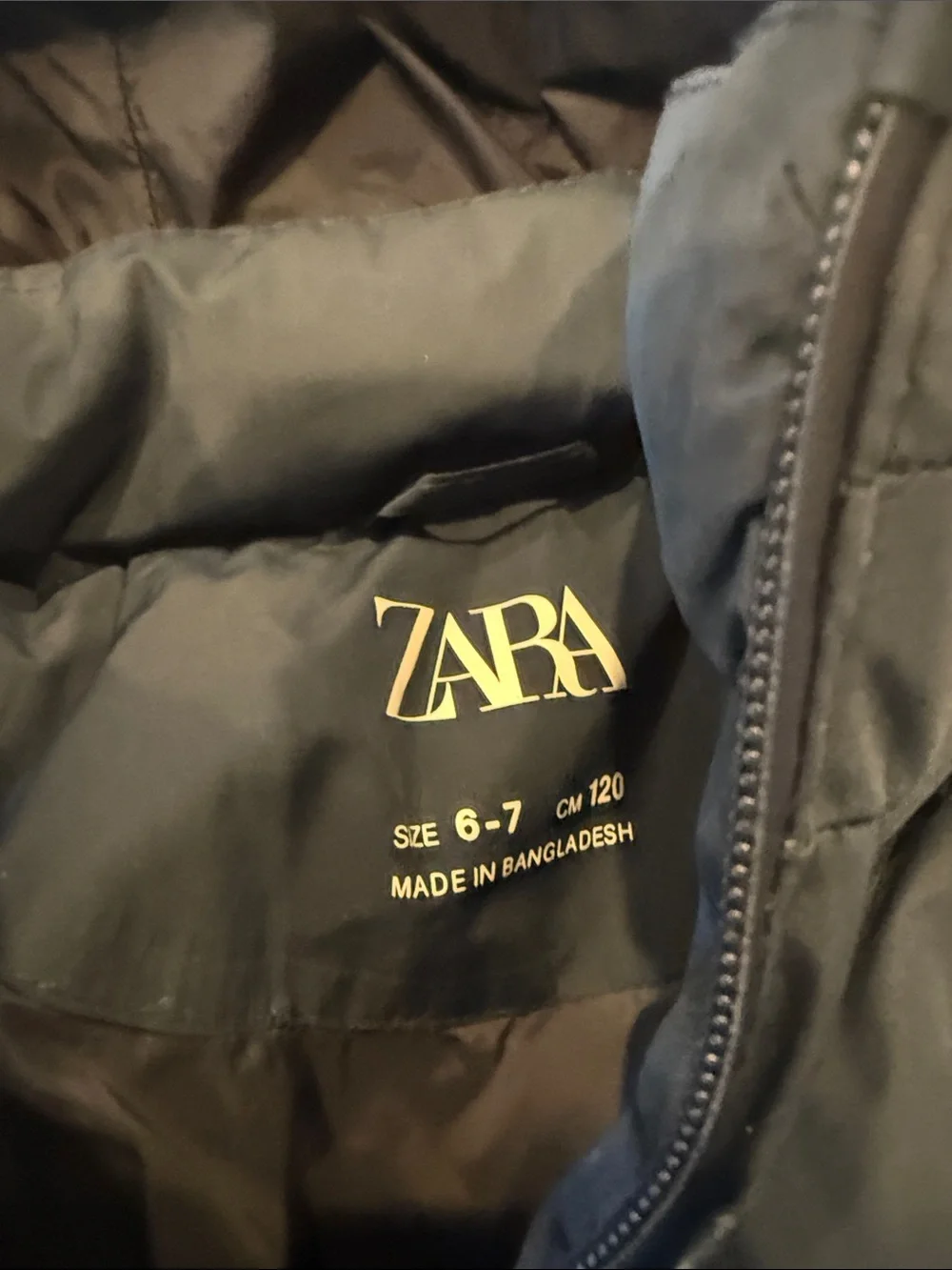 Zara Kids Black Puffer Jacket with Hood